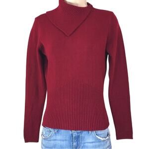 Cato Maroon Berry Shawl Fold Over Collar Accented Waist